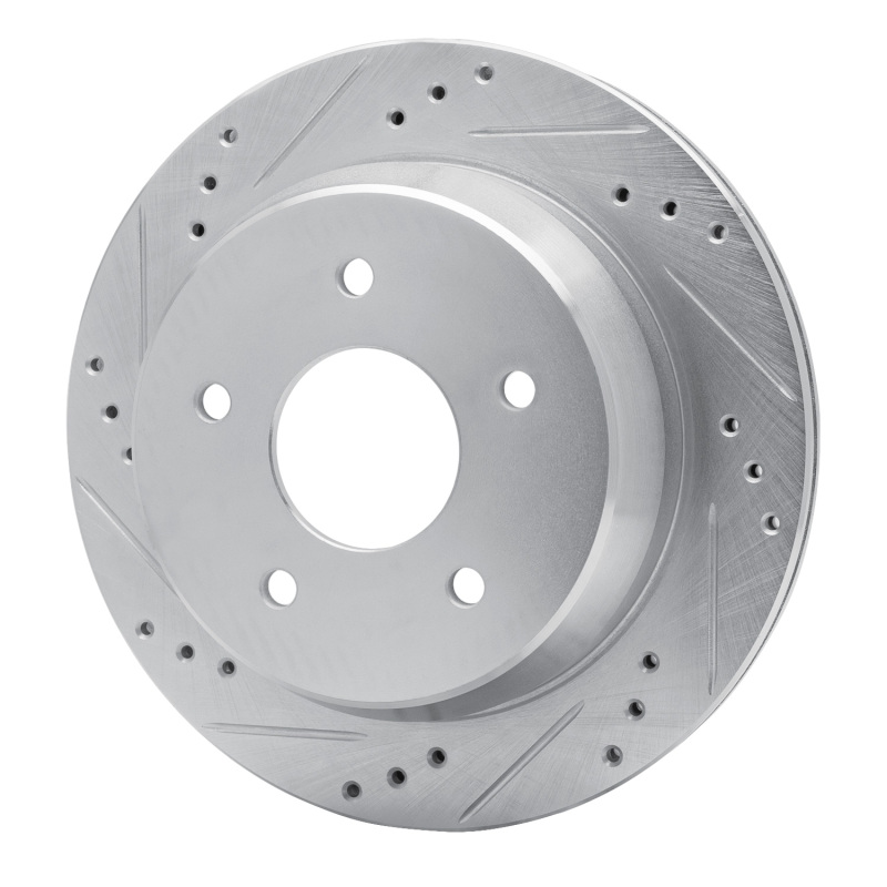 Chevrolet Blazer Brake Rotor (1) - Rear Left - R1 Concepts - Drilled & Slotted - Silver - `98-`05